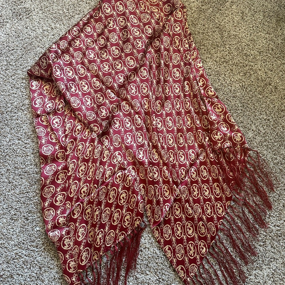 Elegant Silk Maroon Patterned Scarf